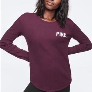 Pink Waffle Cut Long Sleeve Tee